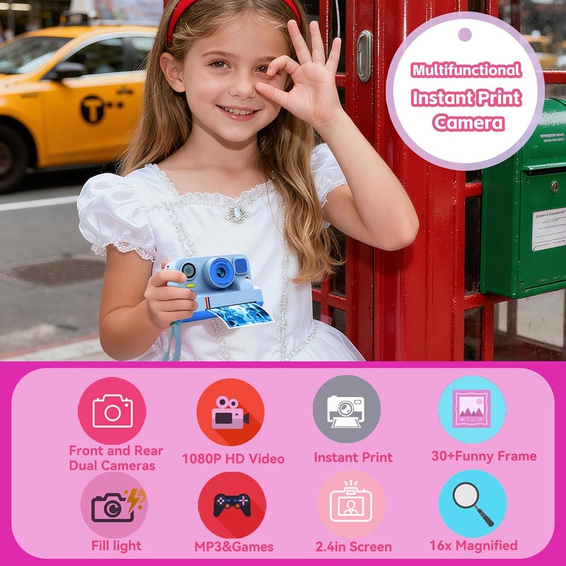 ROYALBAIDE Instant Print Camera for Kids,Instant Digital Camera,Christmas Birthday Gifts for 3-16 Year Old Girls Boys,Portable Toddlers Camera Toy Printer with 32G Card & 3 Rolls Printing Paper - Image 5